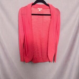Lilly Pulitzer Coral Pink Knit Waterfall Cardigan Sweater Size L